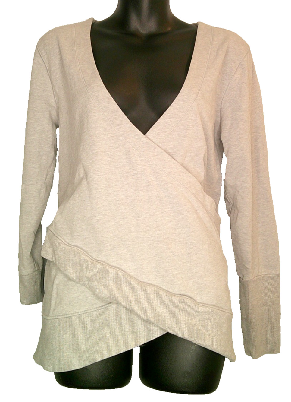 Lucy Women's Medium Gray Wrap Long Sleeve Shirt V-Neck